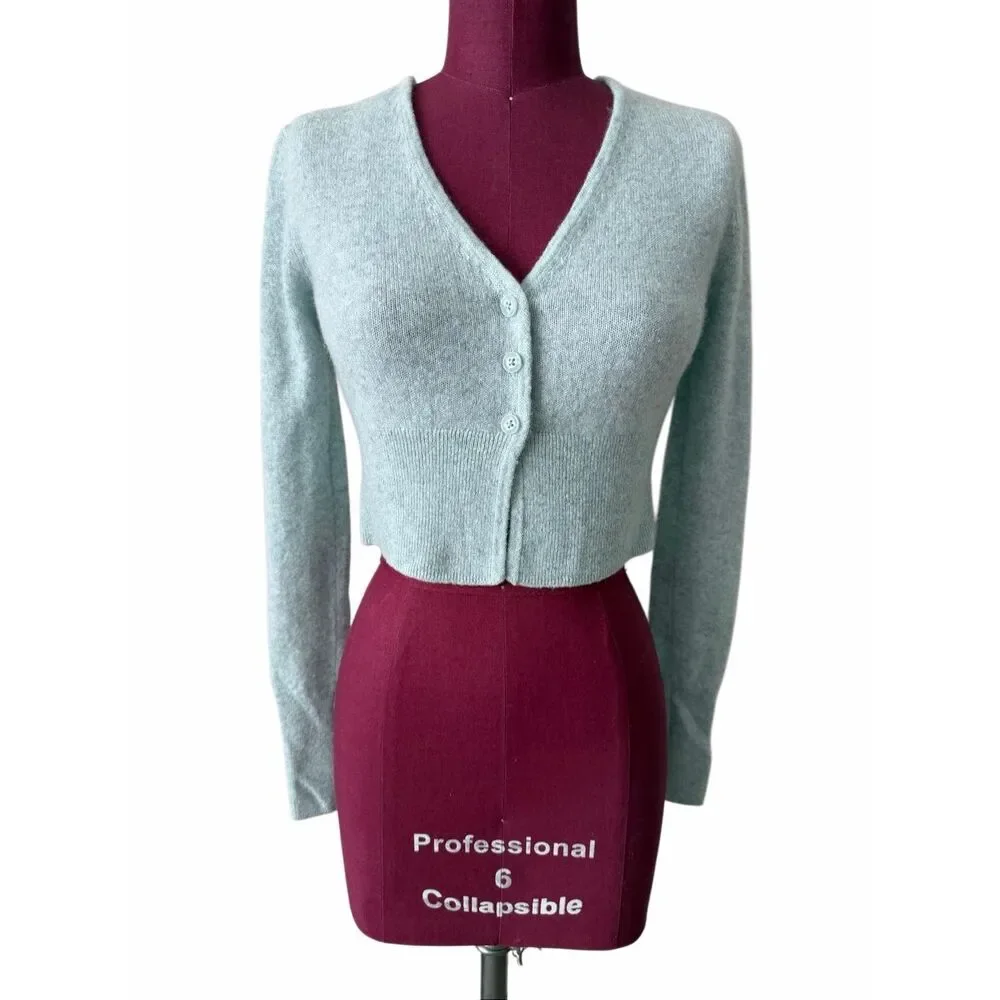 Naked Cashmere Cropped Button Front Cardigan Small Sea foam Blue - Picture 1 of 7